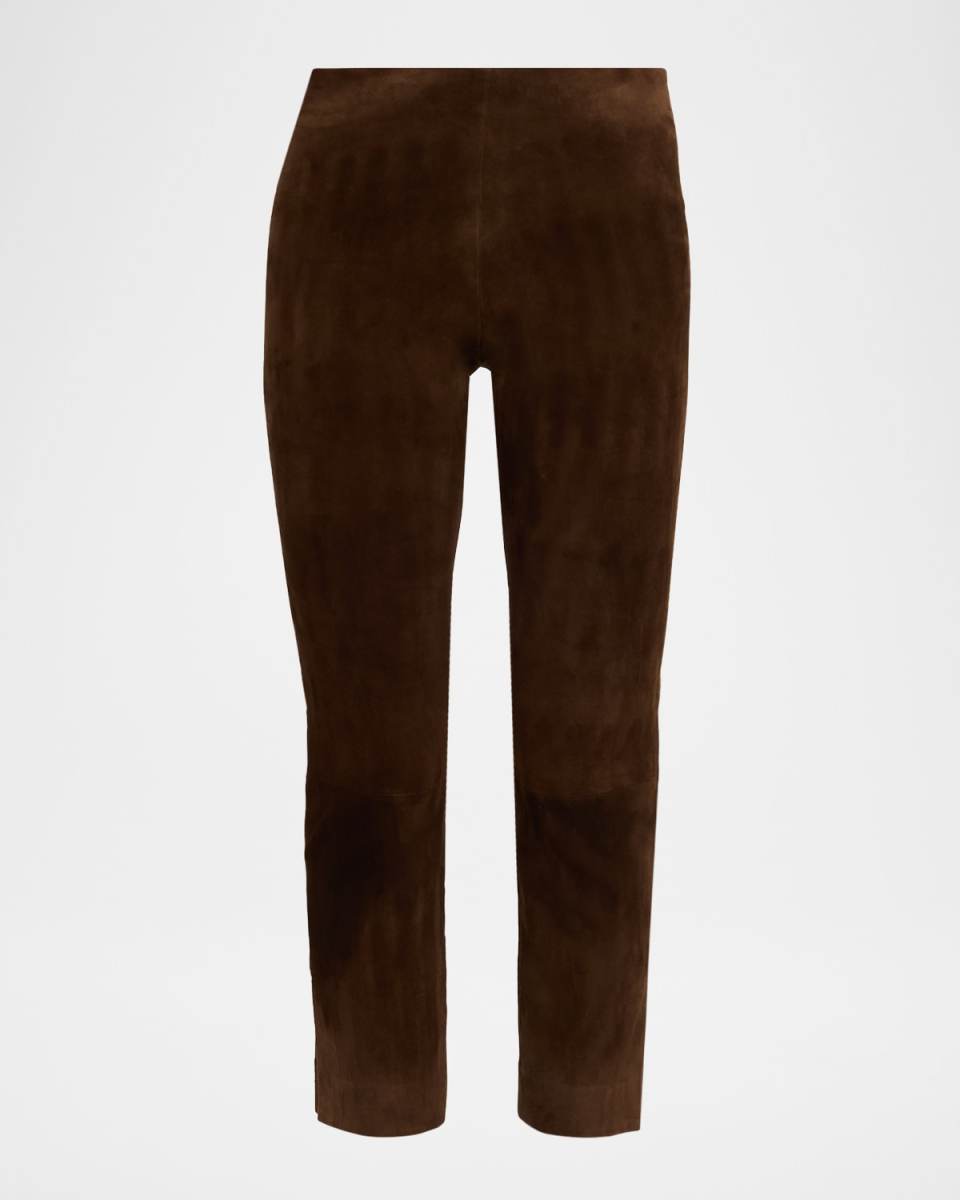 Suede Split-Hem Cropped Pant